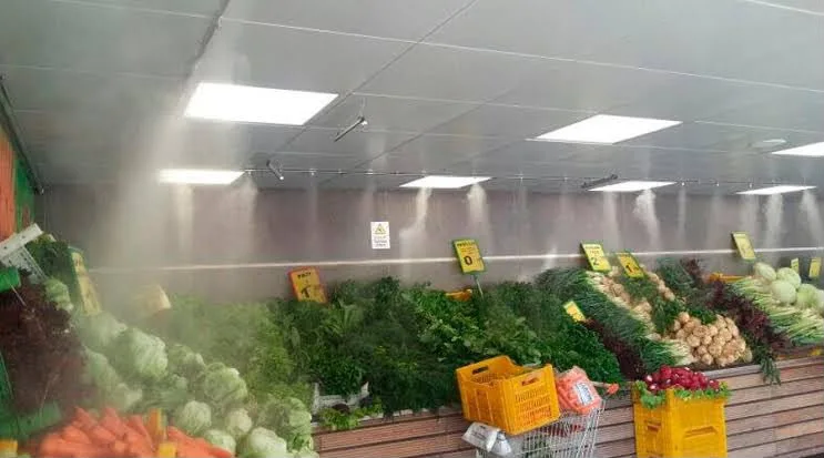 Потолочное туманообразование в овощном отделе